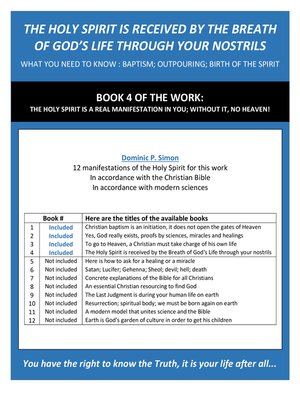 cover image of THE HOLY SPIRIT IS RECEIVED BY THE BREATH OF GOD'S LIFE THROUGH YOUR NOSTRILS